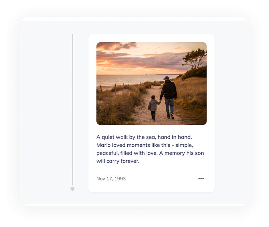 Photos and memories section for each place